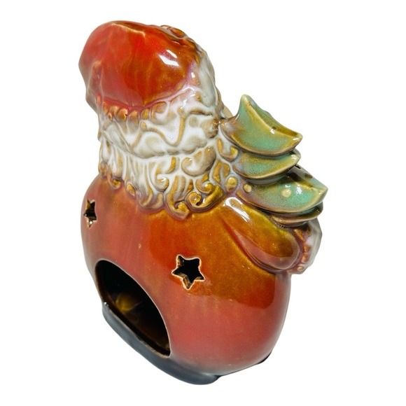 NWOT - Santa Tea Light Candle Holder with Stars and Christmas tree ~ 7" Tall - Picture 5 of 13